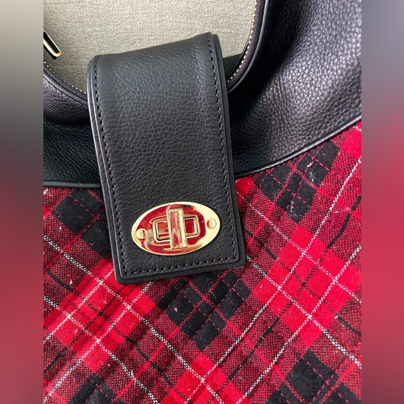 Talbots greenwich leather and plaid shoulder bag - Picture 2 of 7